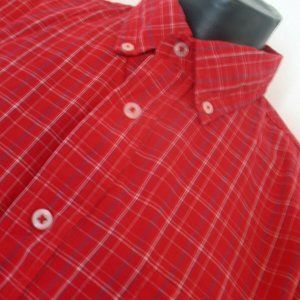 Wrangler Men's Shirt Large Short Sl Button, Blue, Red,